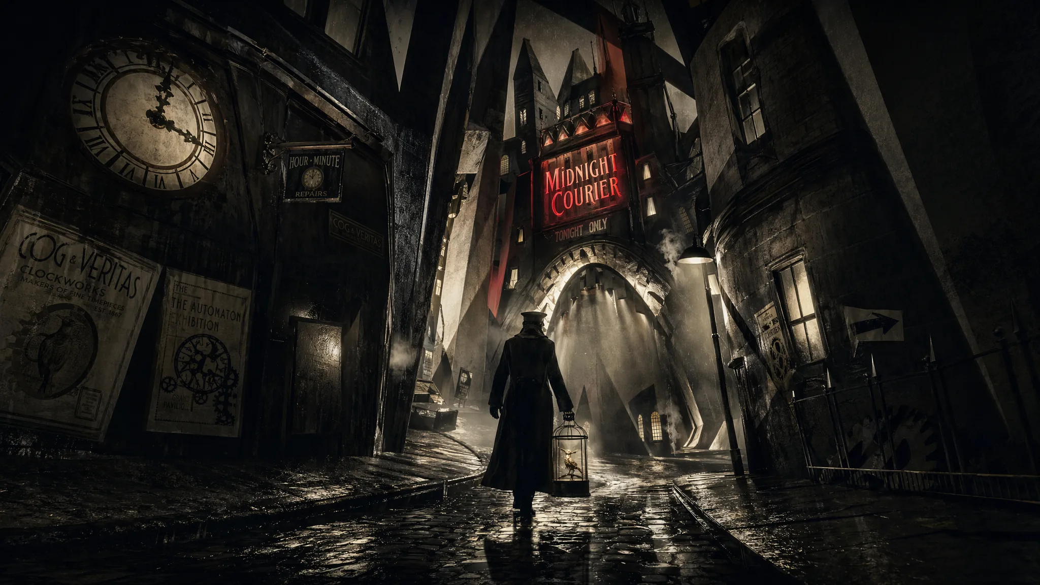 expressionist noir clockwork alley