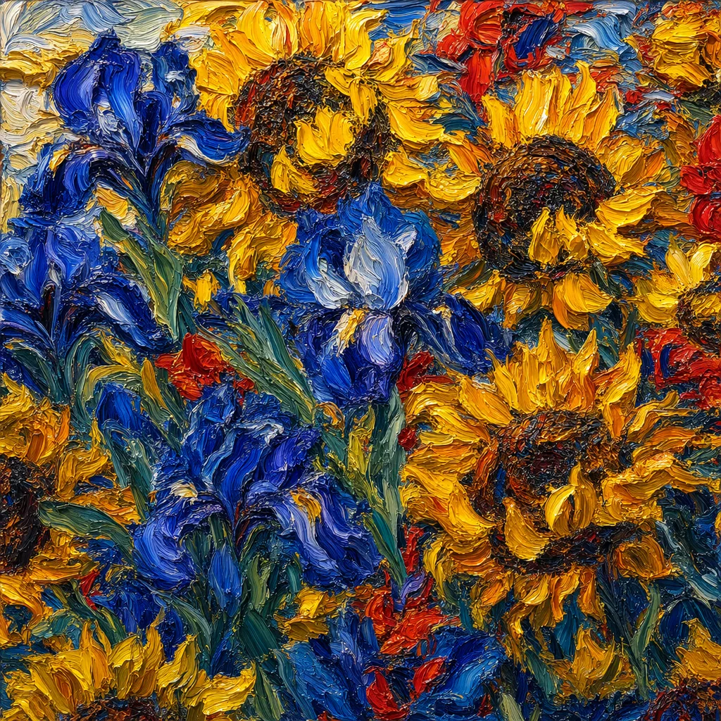 impasto floral swirls