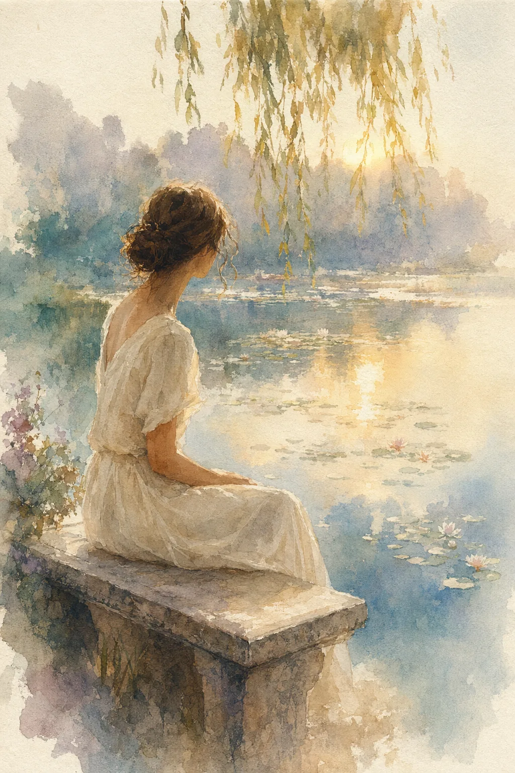 watercolor lily pond
