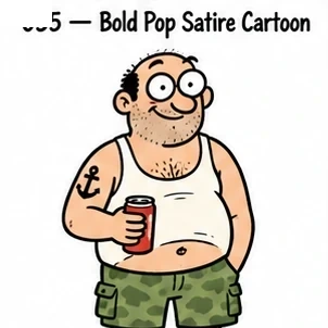 Bold Pop Satire Cartoon
