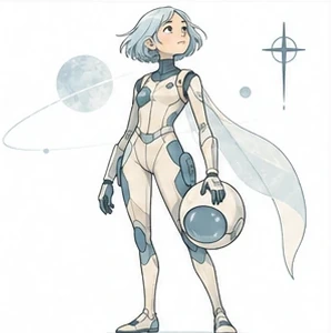 Dreamlike Clean-Line Sci-Fi Figure