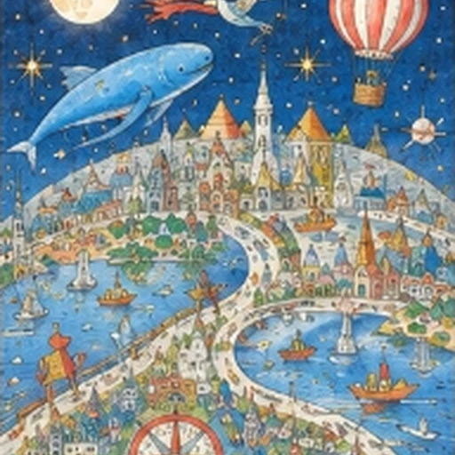 Peter Sis Intricate Stippled Map & Fantasy Storybook