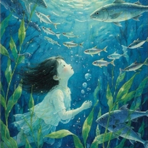 JiHyun Kim Deep Ocean Sunlit Watercolor Storybook