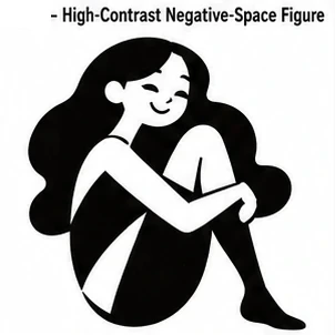 High-Contrast Negative-Space Figure