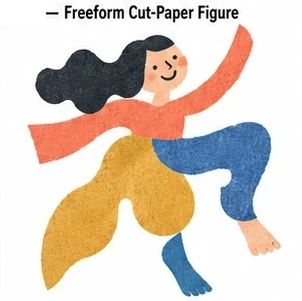 Freeform Cut-Paper Figure