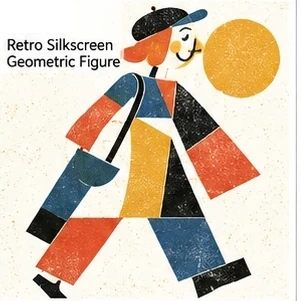 Retro Silkscreen Geometric Figure