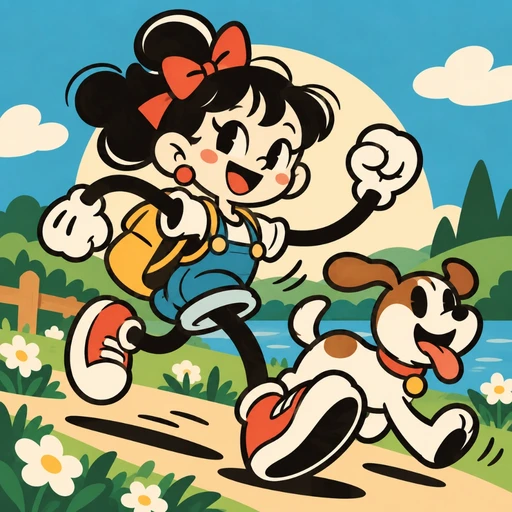 Modern Retro Rubber-Hose Cartoon Illustration