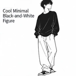 Cool Minimal Black-and-White Figure