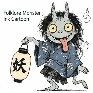 Folklore Monster Ink Cartoon