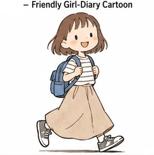 Friendly Girl-Diary Cartoon