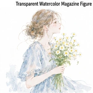 Transparent Watercolor Magazine Figure