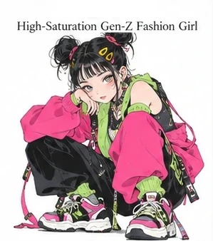 High-Saturation Gen-Z Fashion Girl