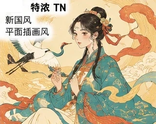 Modern New-Guofeng Flat-Line Illustration