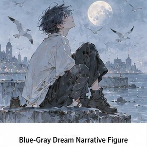 Blue-Gray Dream Narrative Figure