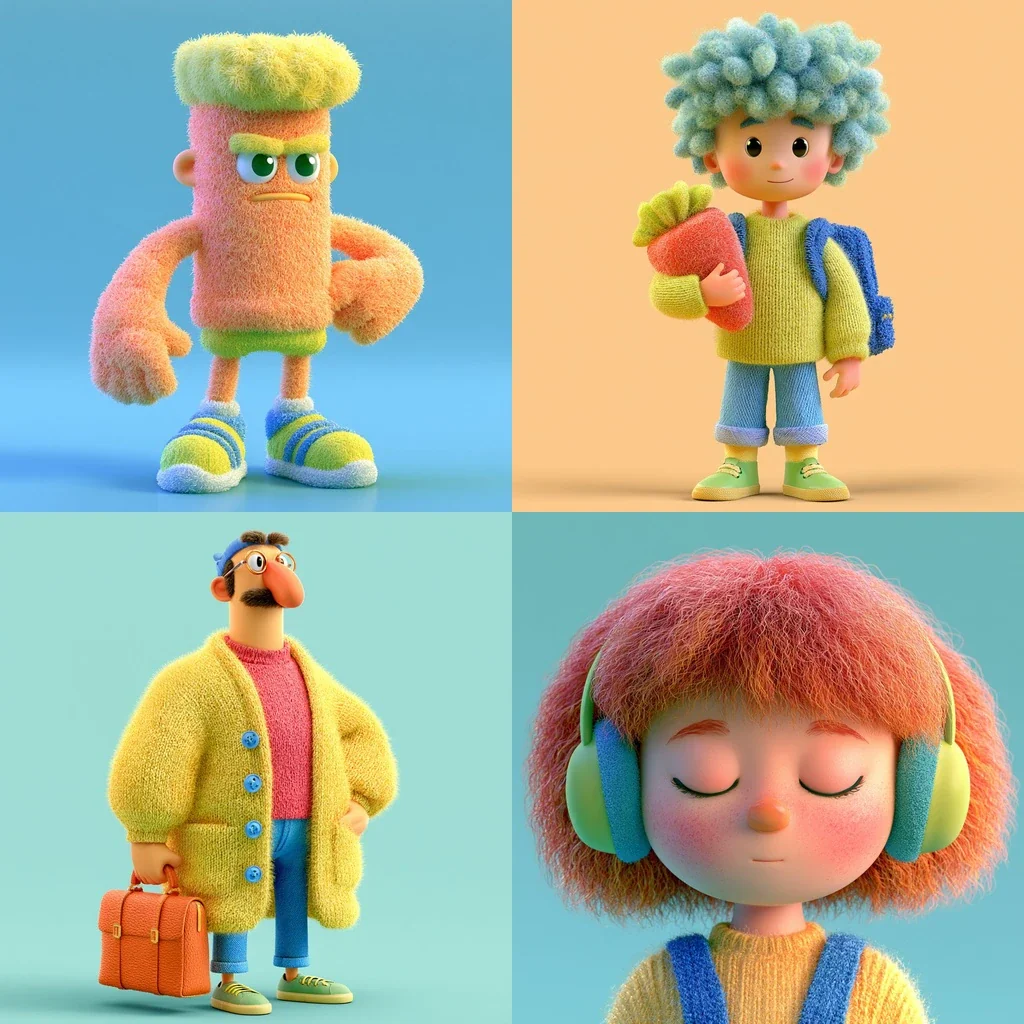 Fuzzy Plush Toy 3D Character