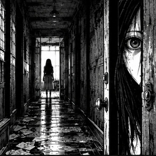 Black and White Horror Manga Style