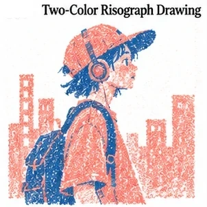 Two-Color Risograph Drawing