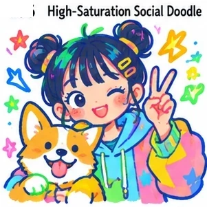 High-Saturation Social Doodle