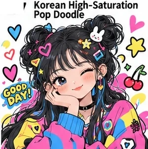Korean High-Saturation Pop Doodle
