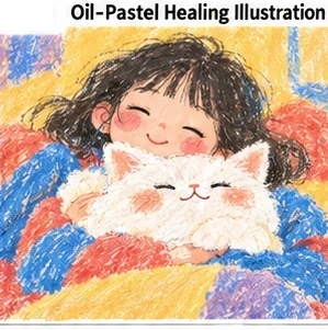 Oil-Pastel Healing Illustration