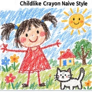 Childlike Crayon Naive Style