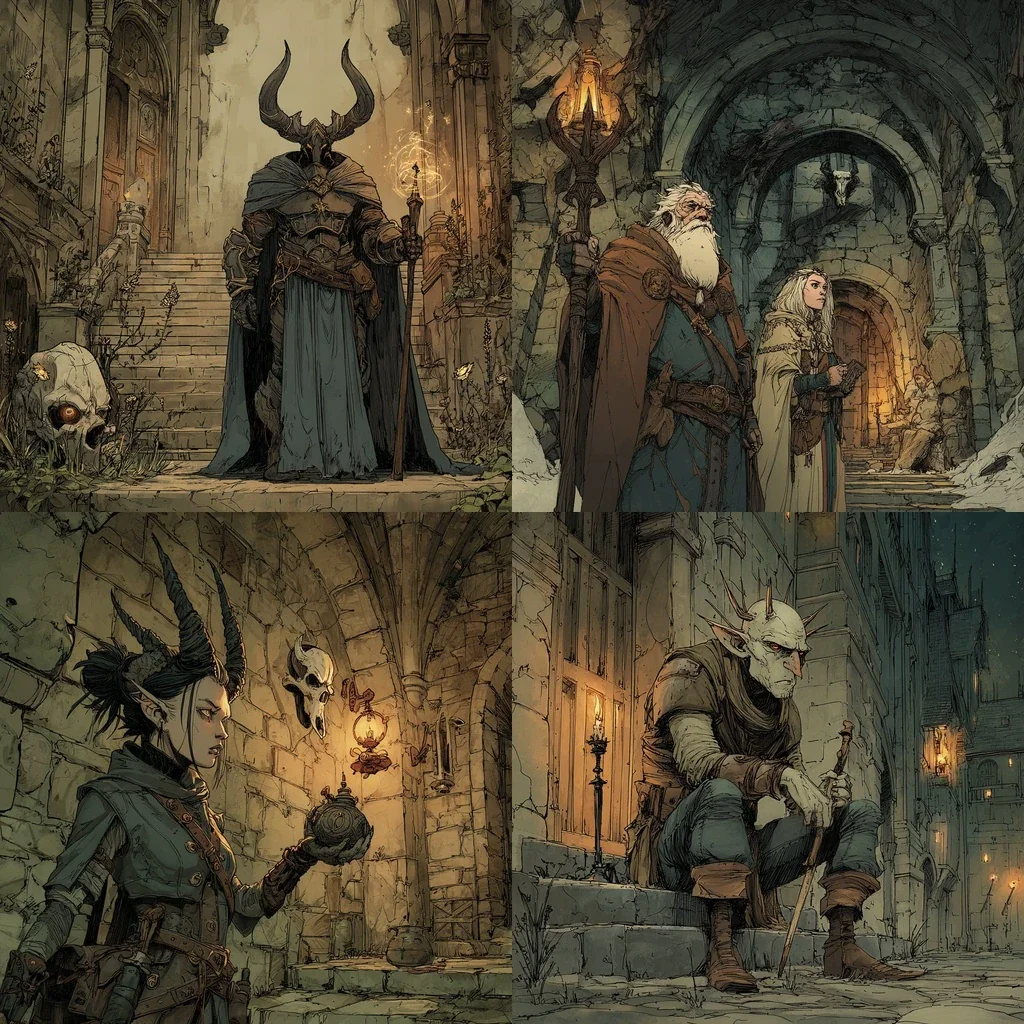 Medieval Dark Fantasy Ink & Ochre Illustration