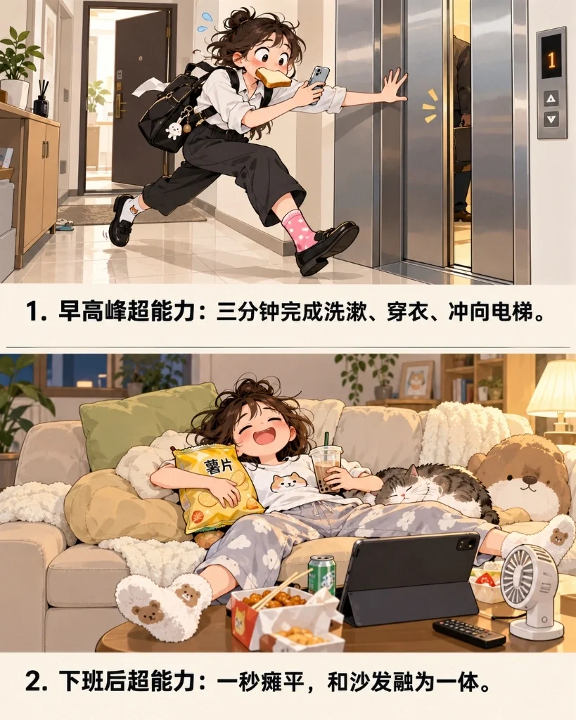 上下两格生活漫画分镜
