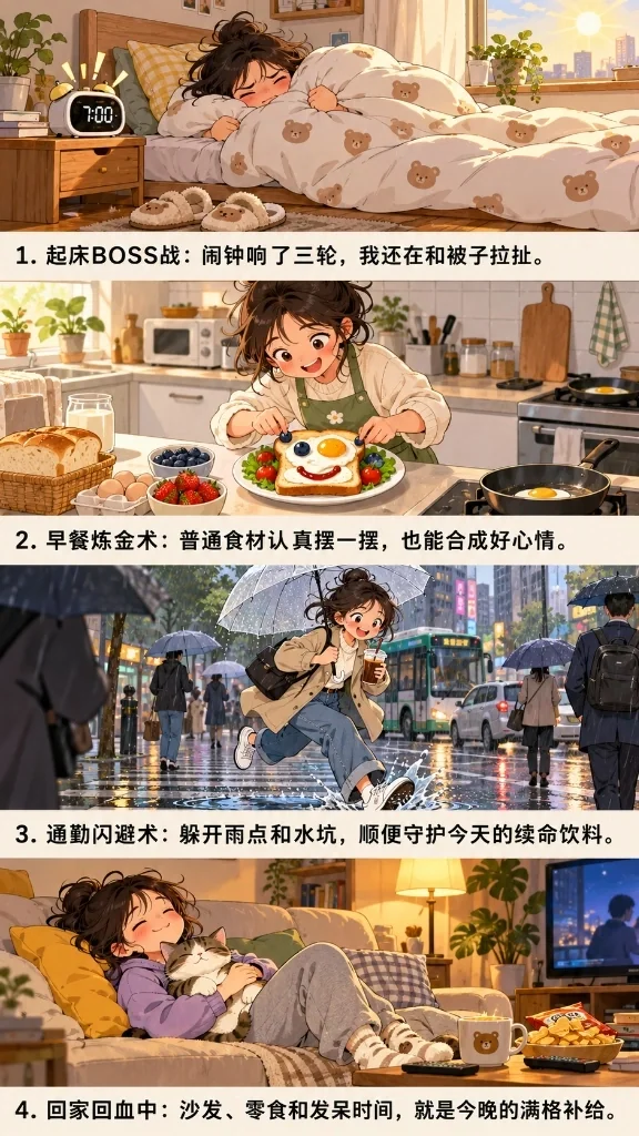 上下四格生活漫画分镜
