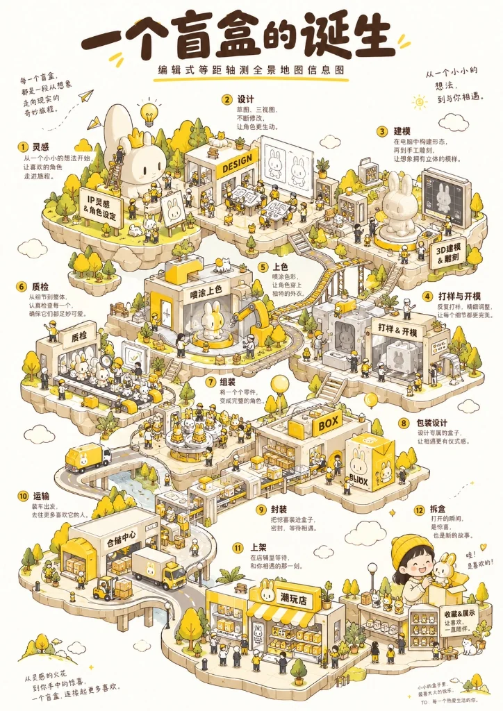 编辑式等距轴测全景地图信息图