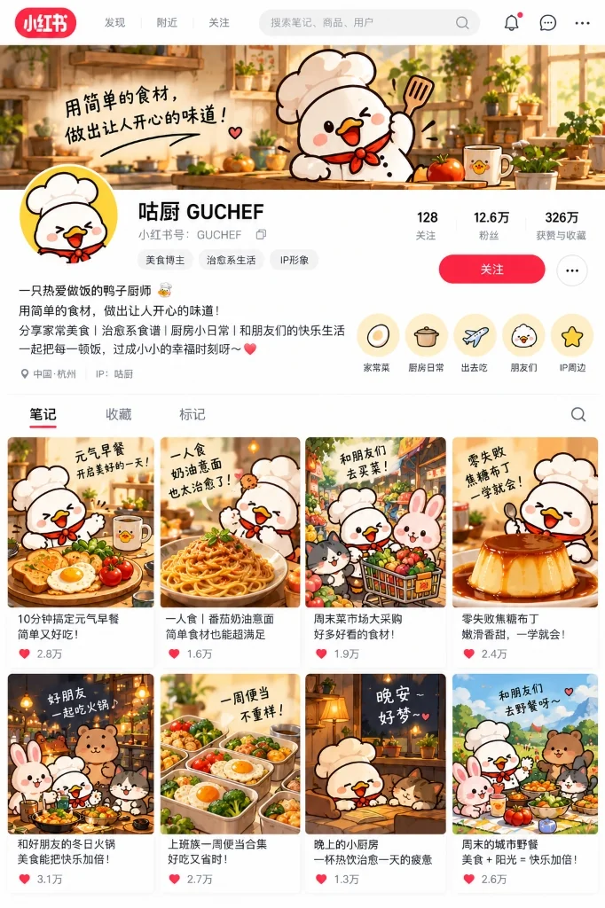 IP角色小红书主页卡