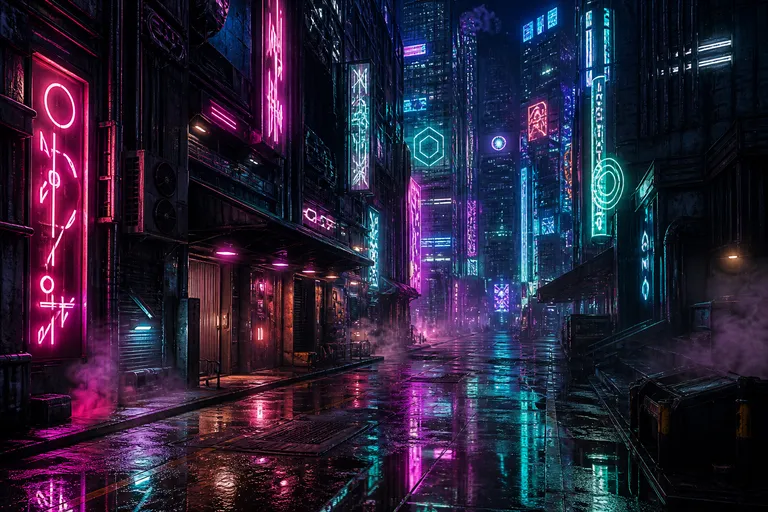 霓虹雨巷空镜